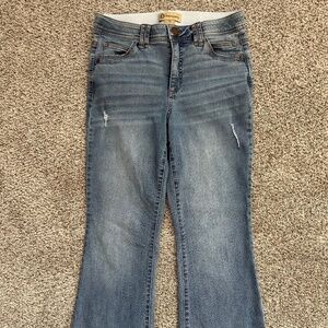 Democracy "Ab"solution High Rise Finished Fray Hem Itty Bitty Boot Jeans Size 10